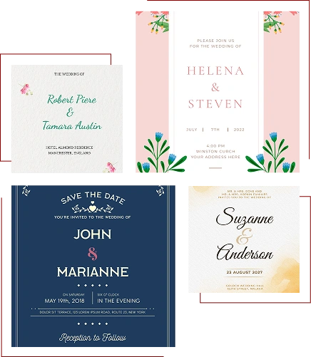 Custom wedding invitation designs for WhatsApp