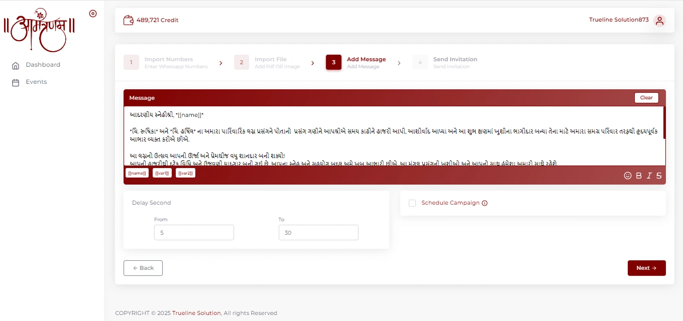 Add invitation message in Aamantranam
